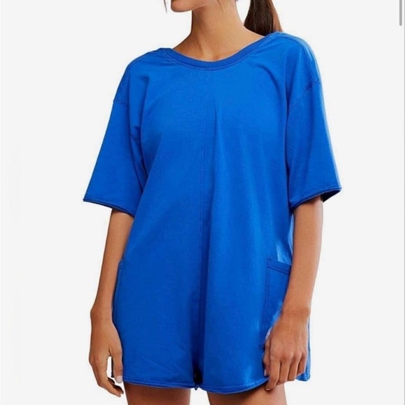 NWT Free People Movement Hot Shot Tee Romper in Electric Shock - Picture 3 of 4